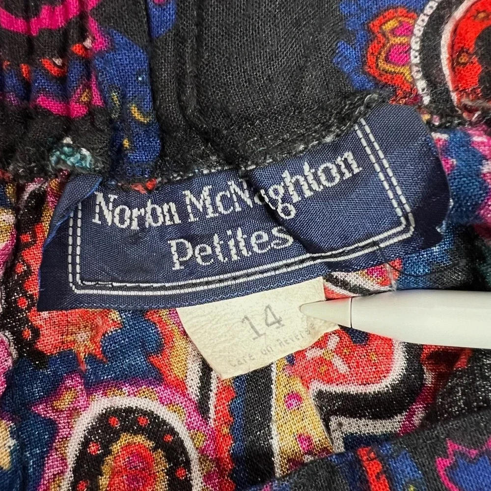 Vintage Norton McNaughton Pleated Paisley Midi Skirt 14 Boho Whimsigoth Artsy - Picture 5 of 8